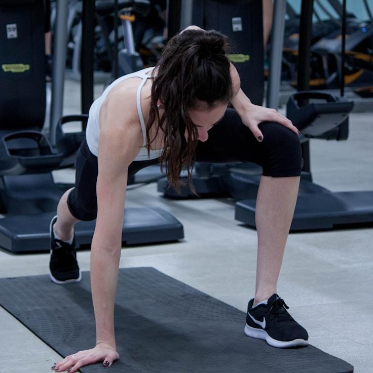Group fitness class in a modern studio environment